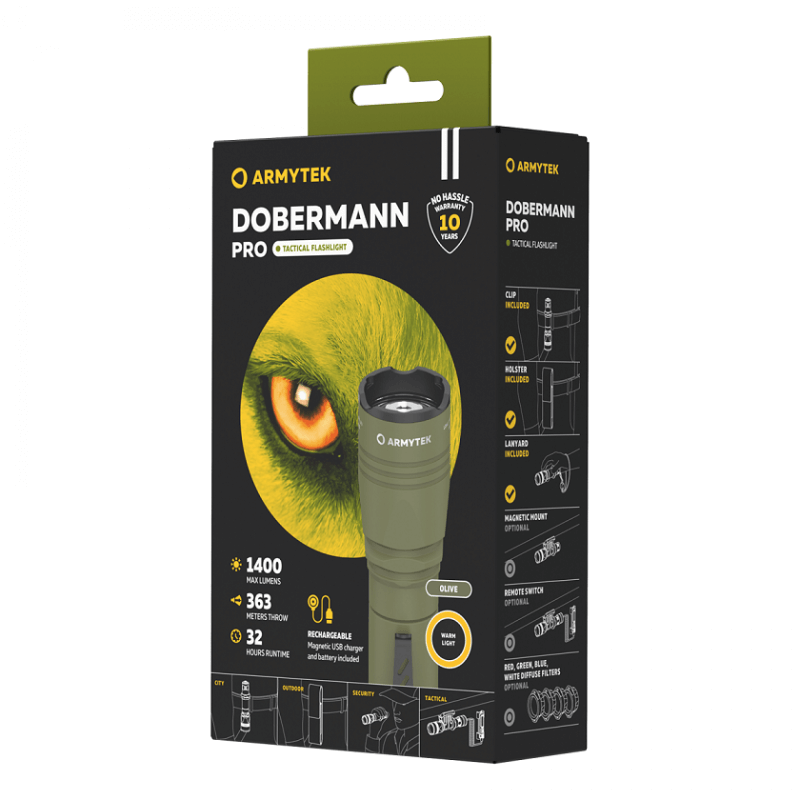 Фонарь Armytek Dobermann Pro v3.5 Magnet USB Olive Фото 2